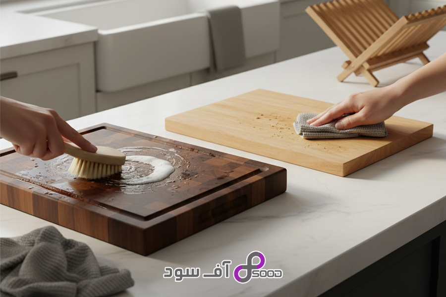 تفاوت تخته سرو و تخته گوشت چوبی در نحوه شستشو و تمیزکردن