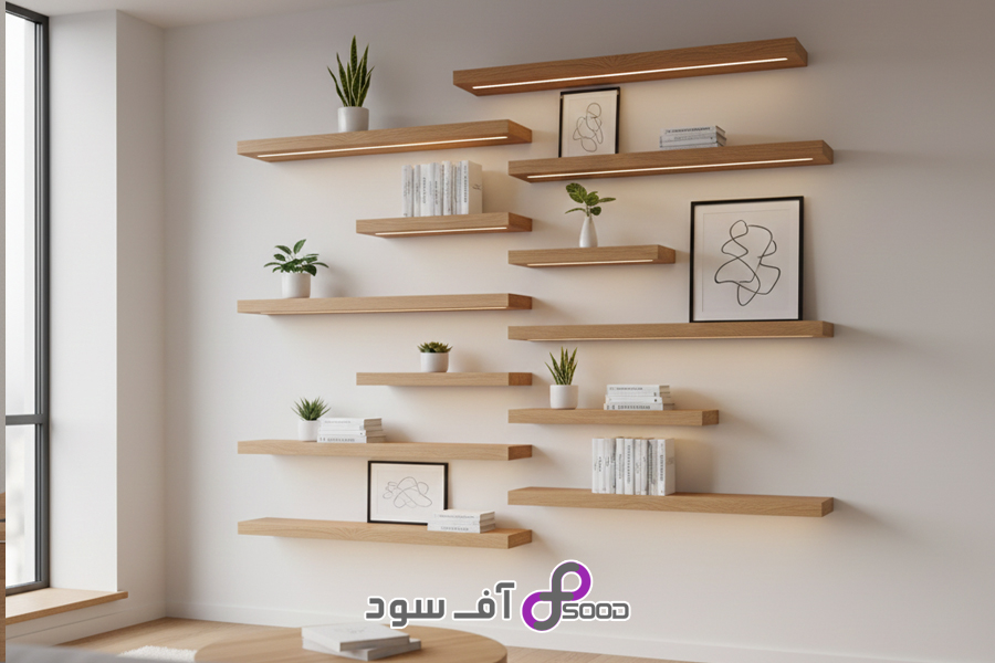 کتابخانه دیواری چوبی