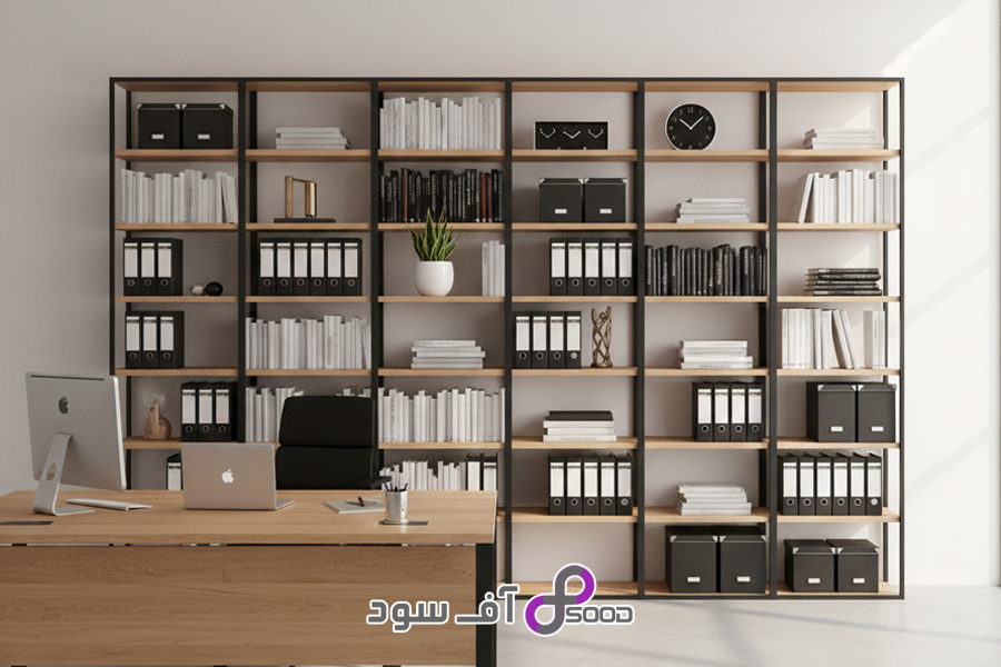 کتابخانه اداری چوب و فلز