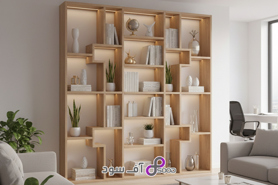 کتابخانه دکوراتیو پازلی چوبی