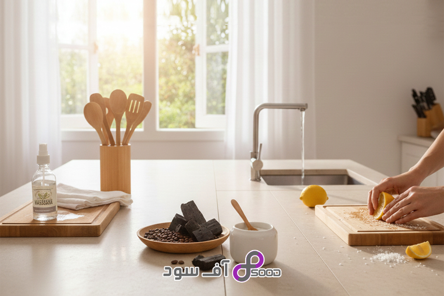 استفاده از زغال یا دانه‌های قهوه برای از بین بردن بوی بد ظروف چوبی