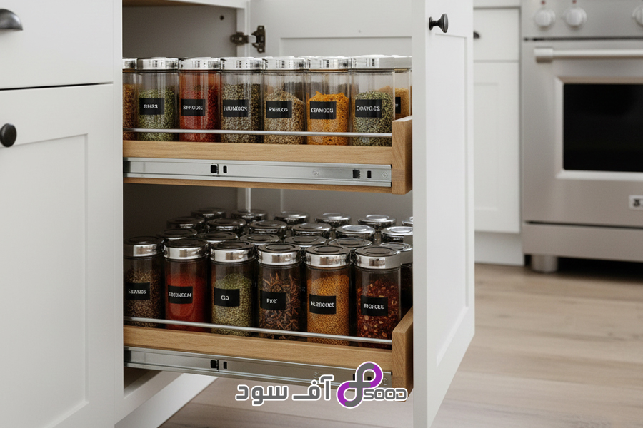 استند کشویی داخل کابینت