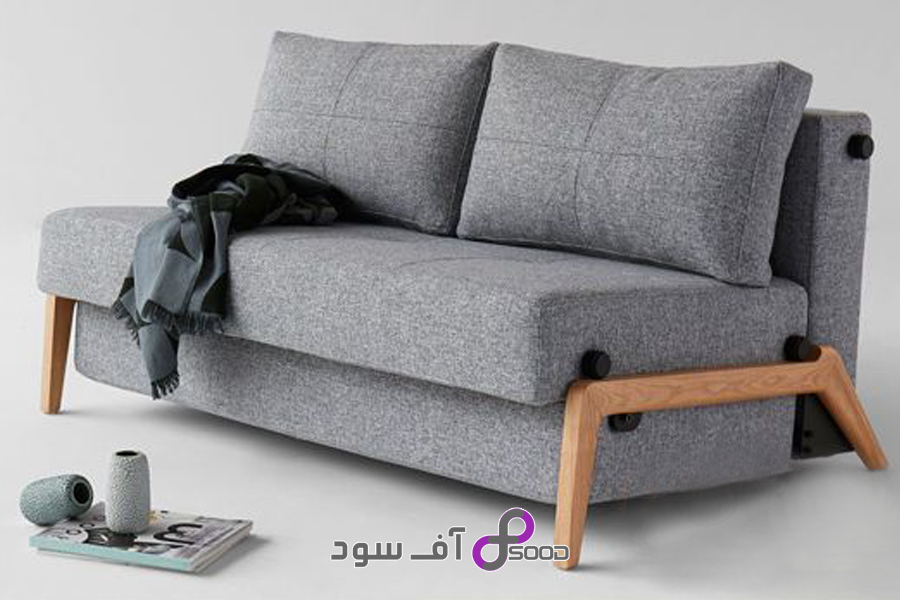 مبل دو نفره تخت خواب شو طوسی رنگ