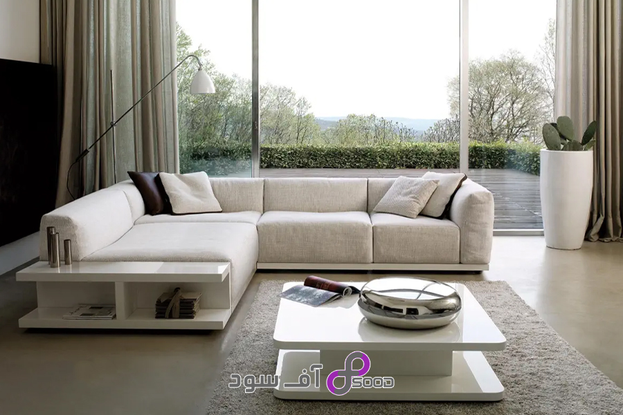 مبل ال کرم رنگ در فضای خانه ویلایی